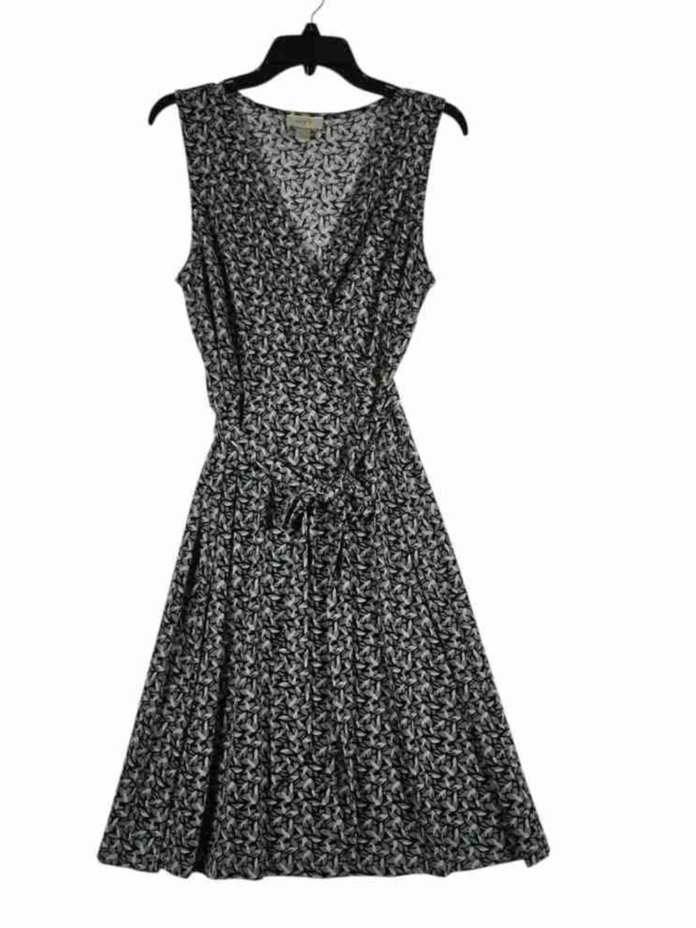 Women's Black & White Patterned Wrap Dress